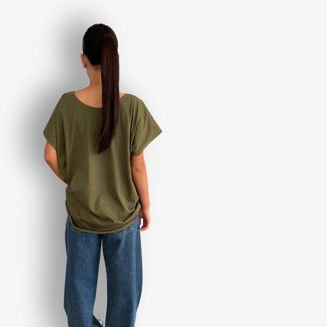 TWO DAUGHTERS ROUND NECK SS CIRCULAR TSHIRT KHAKI