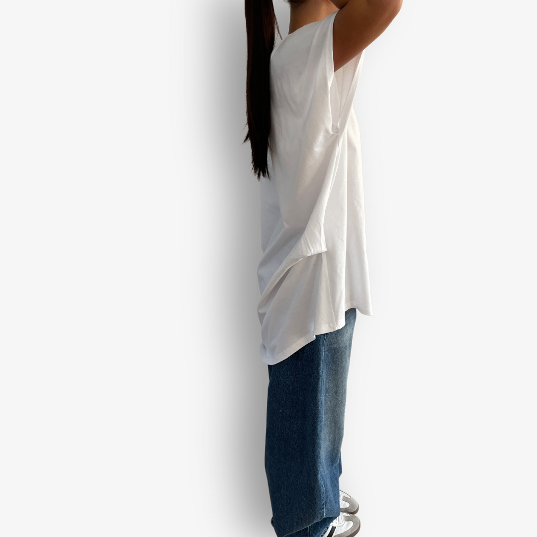TWO DAUGHTERS HIGH LOW SS FOLDED TSHIRT WHITE
