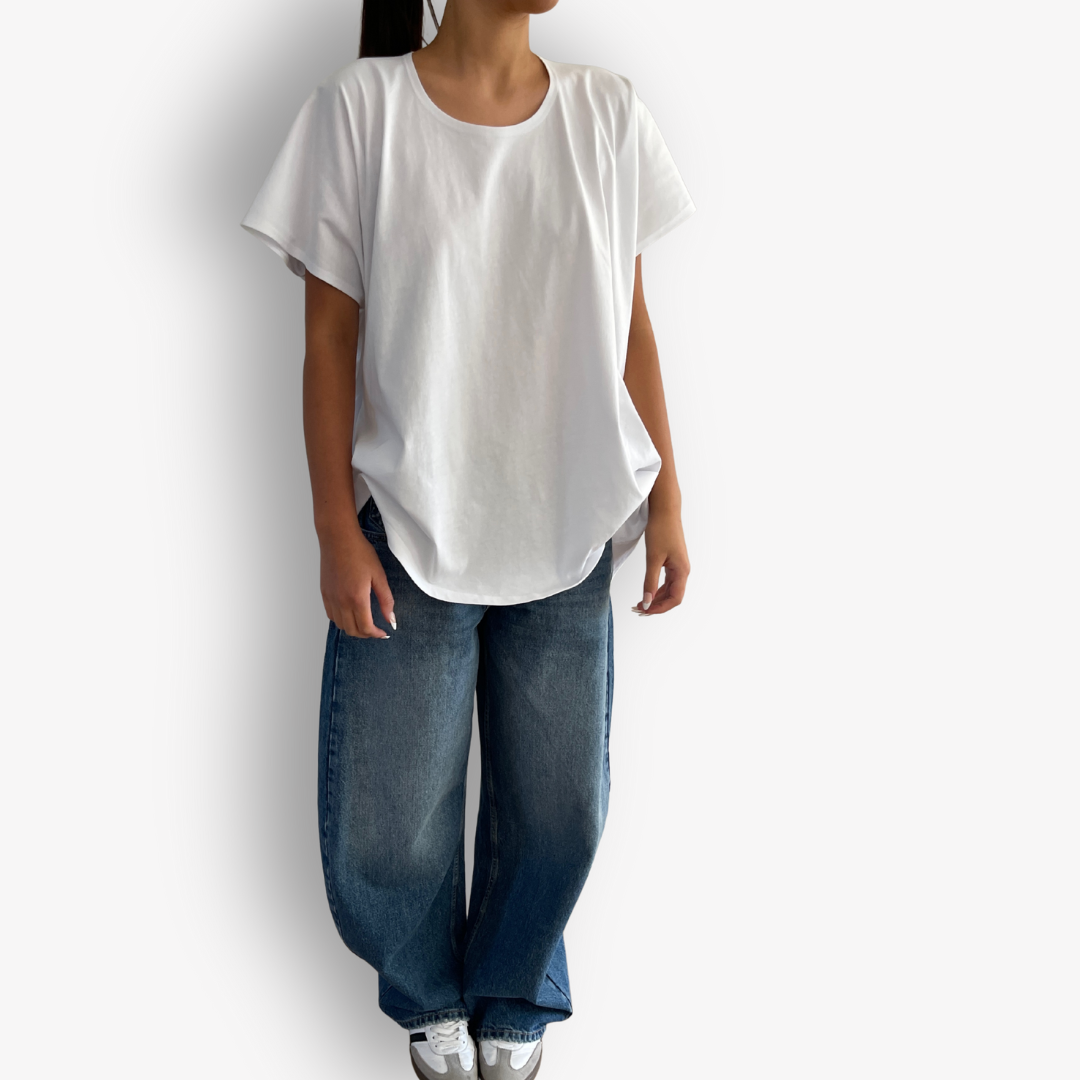 TWO DAUGHTERS HIGH LOW SS FOLDED TSHIRT WHITE
