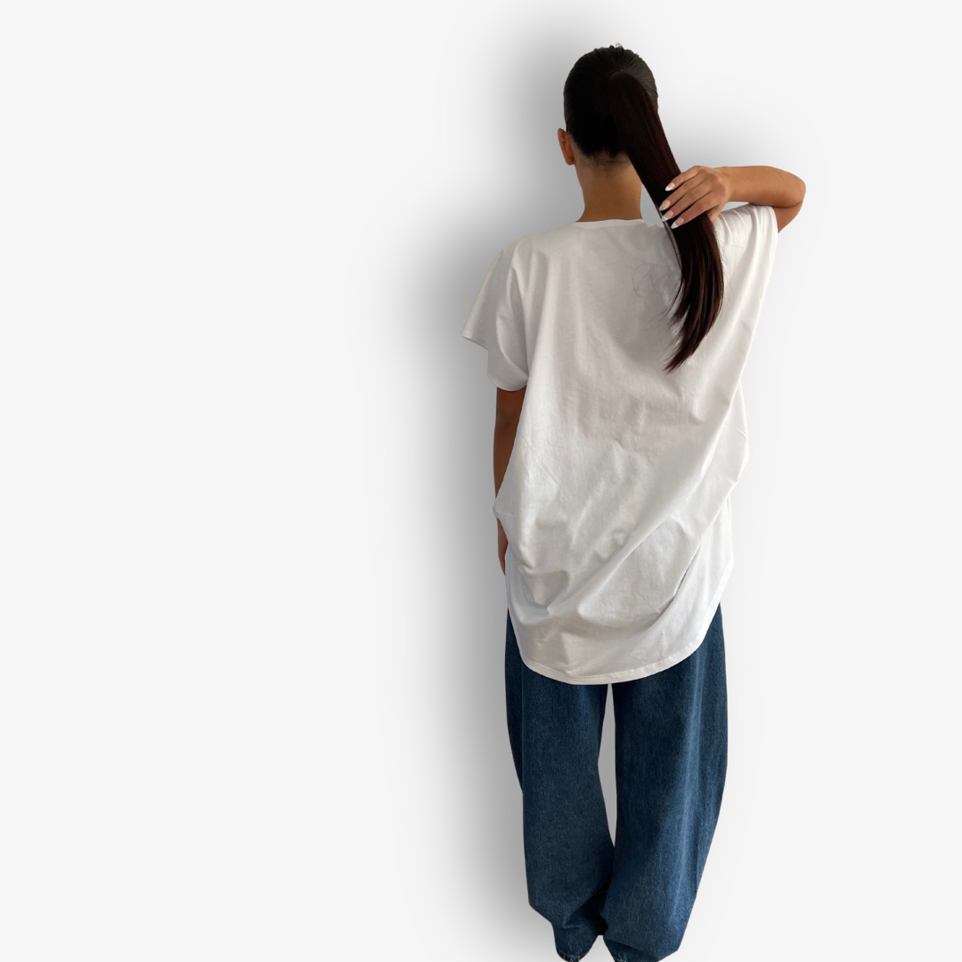 TWO DAUGHTERS HIGH LOW SS FOLDED TSHIRT WHITE