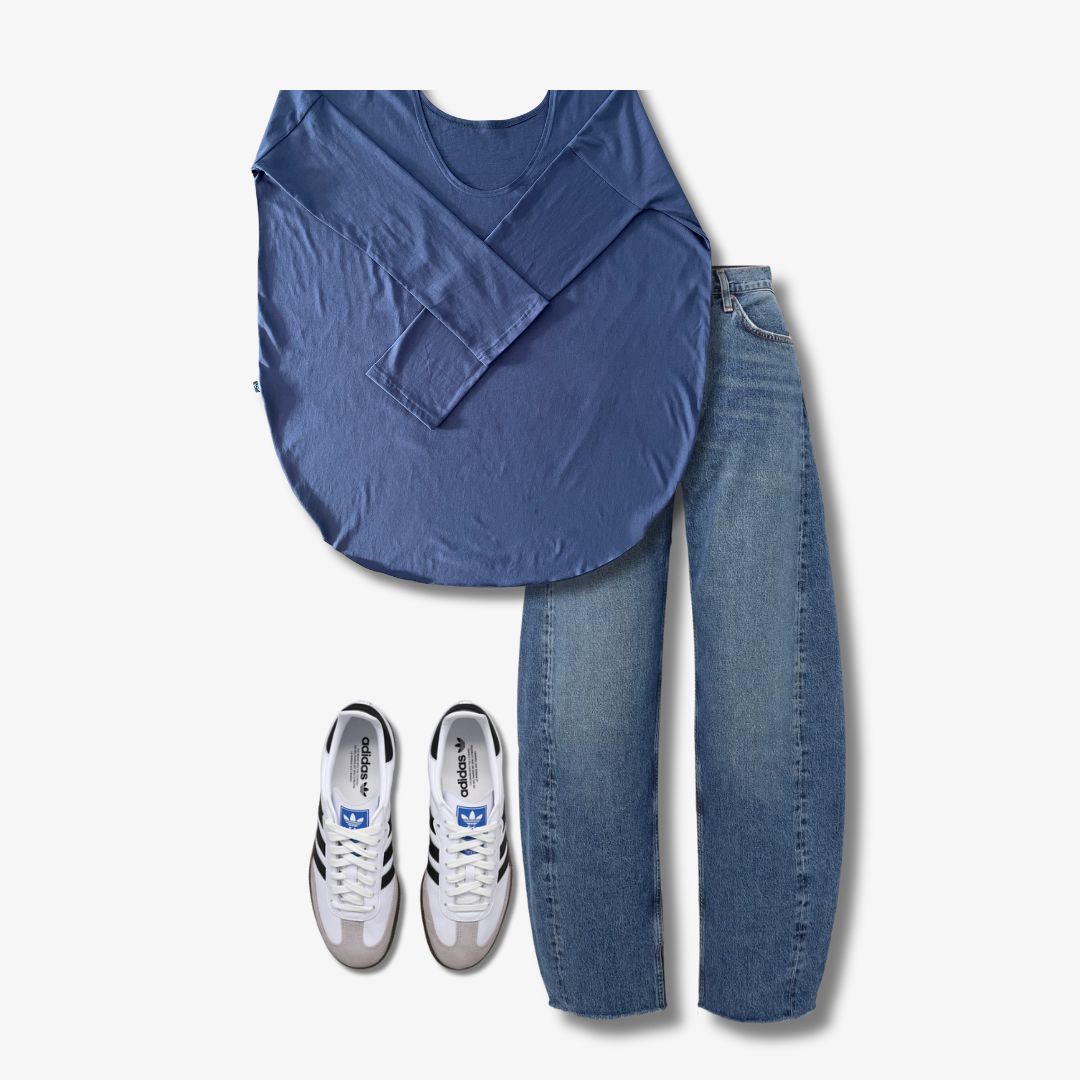 TWO DAUGHTERS REVERSIBLE LS CIRCULAR TSHIRT SLATE