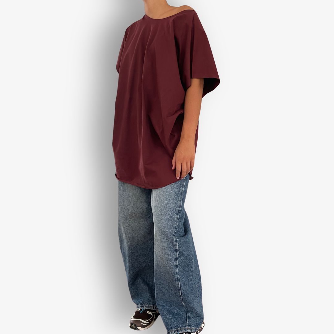 TWO DAUGHTERS ROUND NECK SS CIRCULAR TSHIRT CHERRY CHOCOLATE