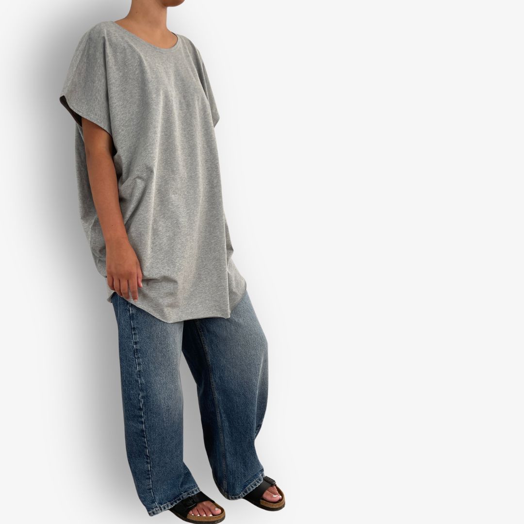 TWO DAUGHTERS ROUND NECK SS CIRCULAR TSHIRT GREY MARLE