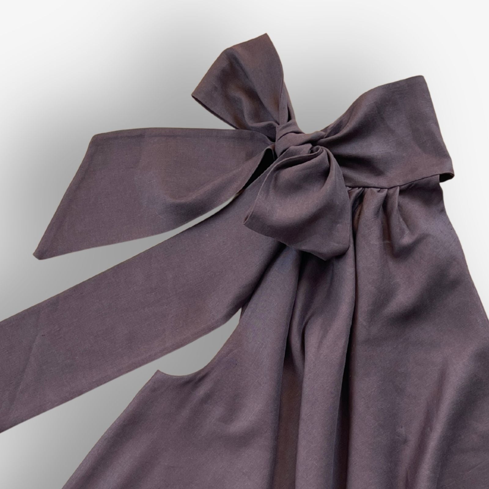 TWO DAUGHTERS HANDMADE LINEN BOW TOP – CHOCOLATE BROWN