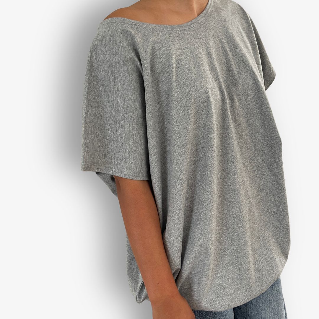 TWO DAUGHTERS ROUND NECK SS CIRCULAR TSHIRT GREY MARLE
