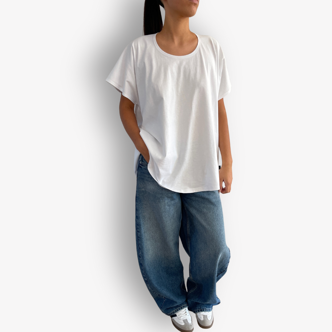 TWO DAUGHTERS HIGH LOW SS FOLDED TSHIRT WHITE