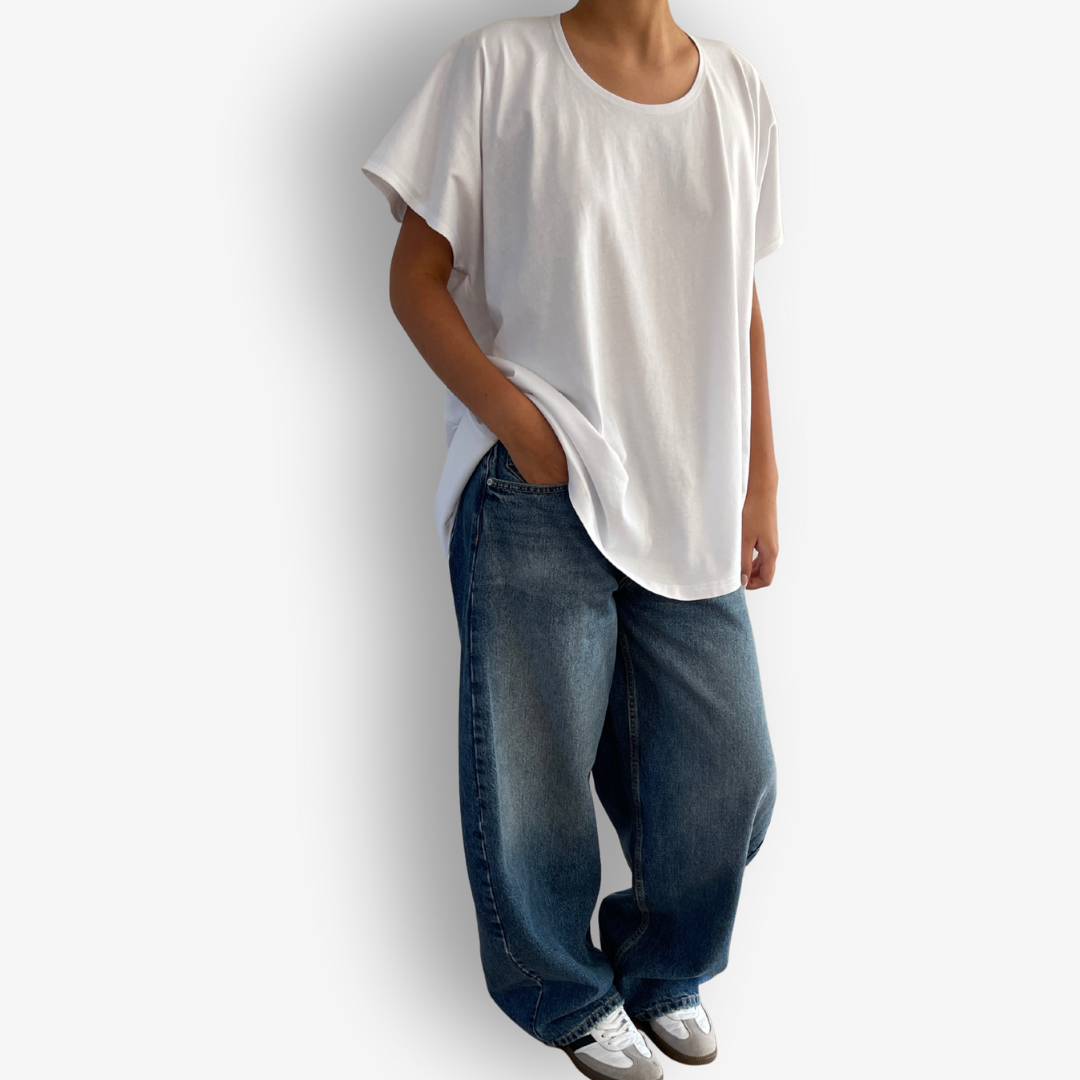 TWO DAUGHTERS HIGH LOW SS FOLDED TSHIRT WHITE4