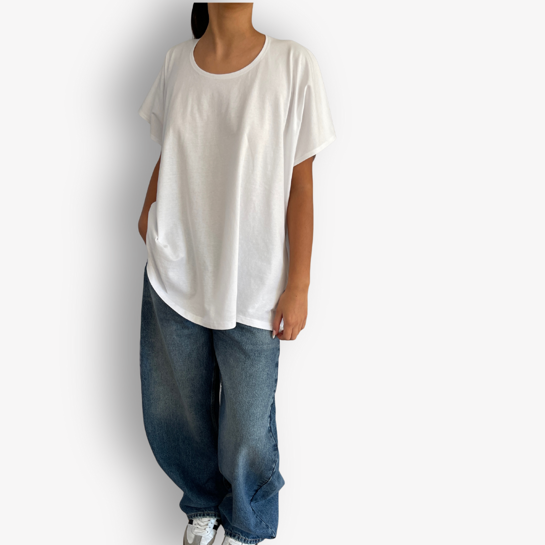 TWO DAUGHTERS HIGH LOW SS FOLDED TSHIRT WHITE5