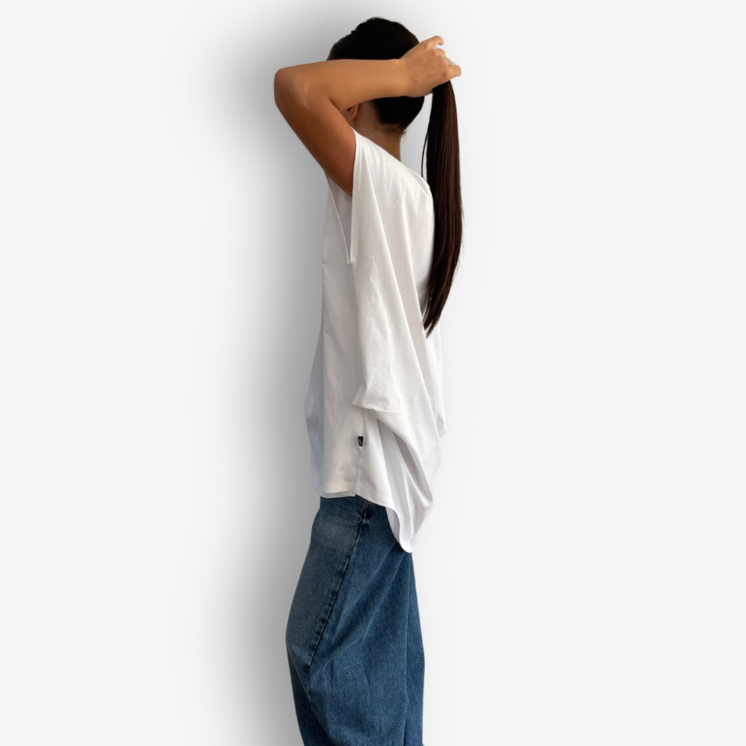TWO DAUGHTERS HIGH LOW SS FOLDED TSHIRT WHITE6