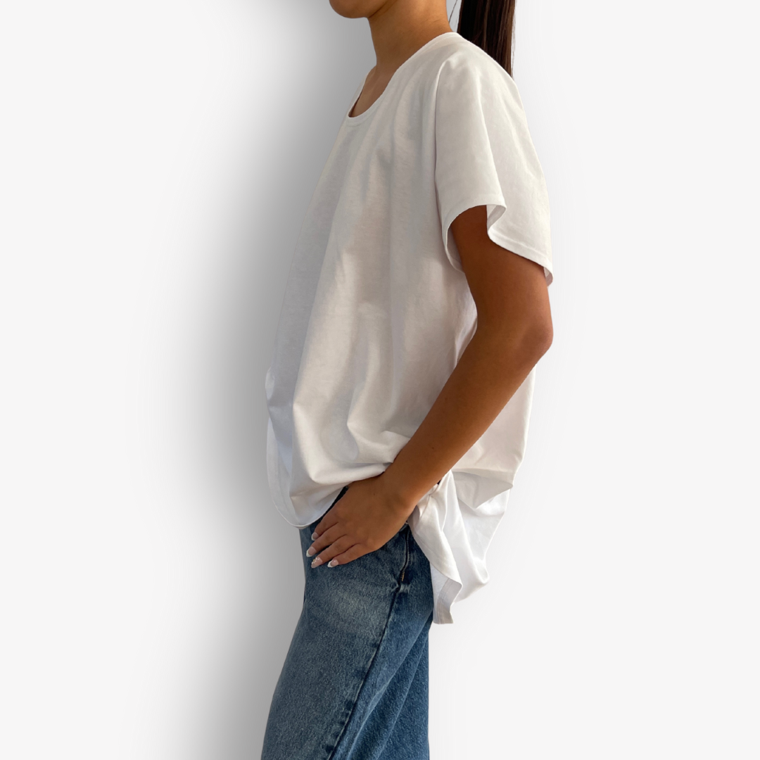 TWO DAUGHTERS HIGH LOW SS FOLDED TSHIRT WHITE7