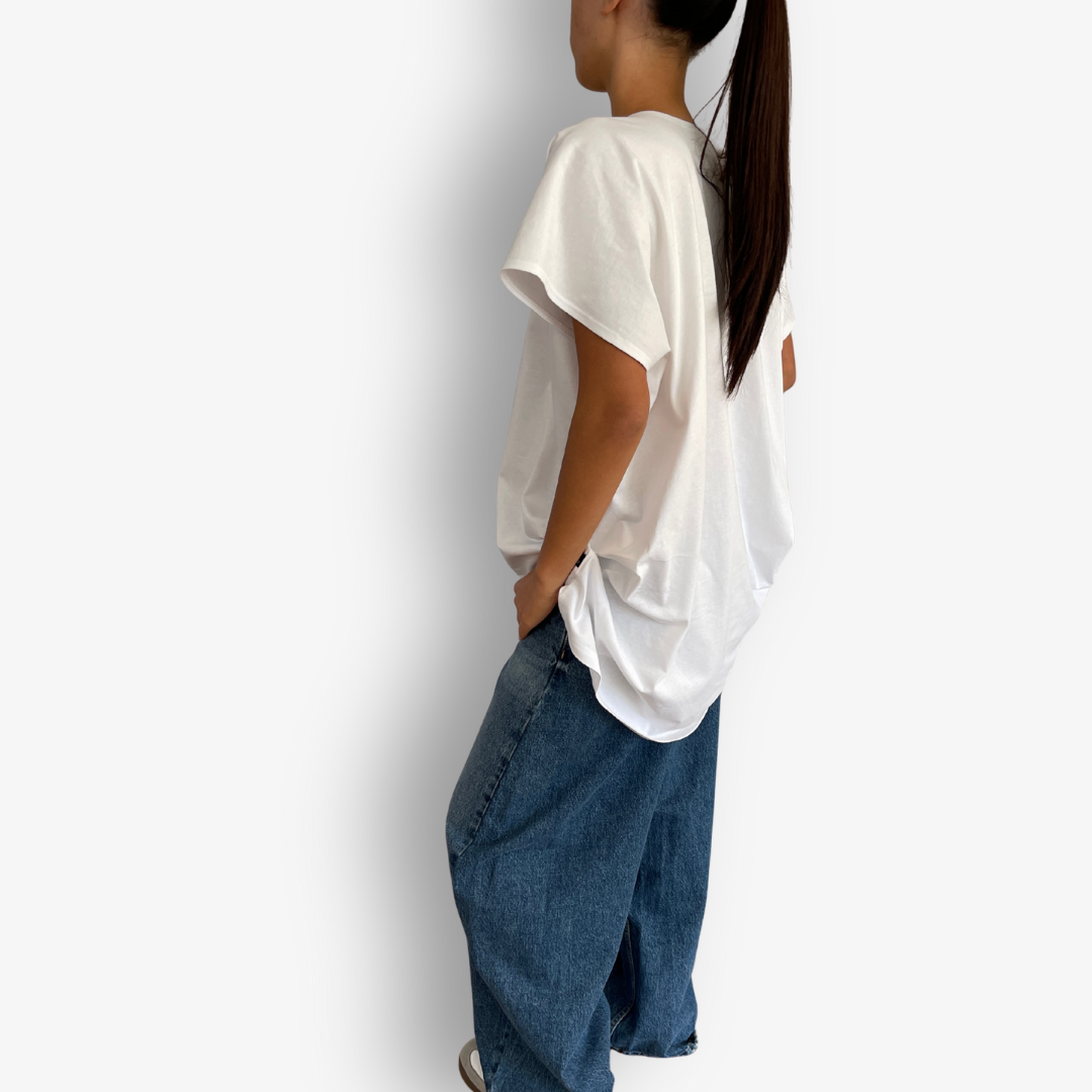 TWO DAUGHTERS HIGH LOW SS FOLDED TSHIRT WHITE8