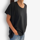 TWO DAUGHTERS HIGH LOW SS FOLDED TSHIRT BLACK