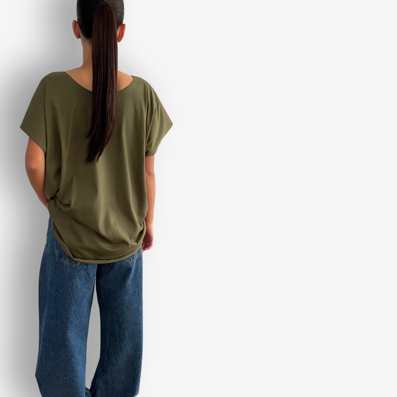 TWO DAUGHTERS ROUND NECK SS CIRCULAR TSHIRT KHAKI