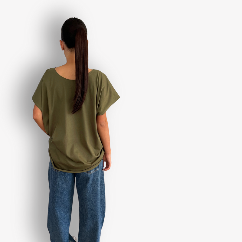 TWO DAUGHTERS ROUND NECK SS CIRCULAR TSHIRT KHAKI