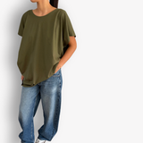 TWO DAUGHTERS ROUND NECK SS CIRCULAR TSHIRT KHAKI