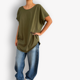 TWO DAUGHTERS ROUND NECK SS CIRCULAR TSHIRT KHAKI