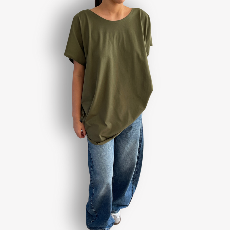 TWO DAUGHTERS ROUND NECK SS CIRCULAR TSHIRT KHAKI