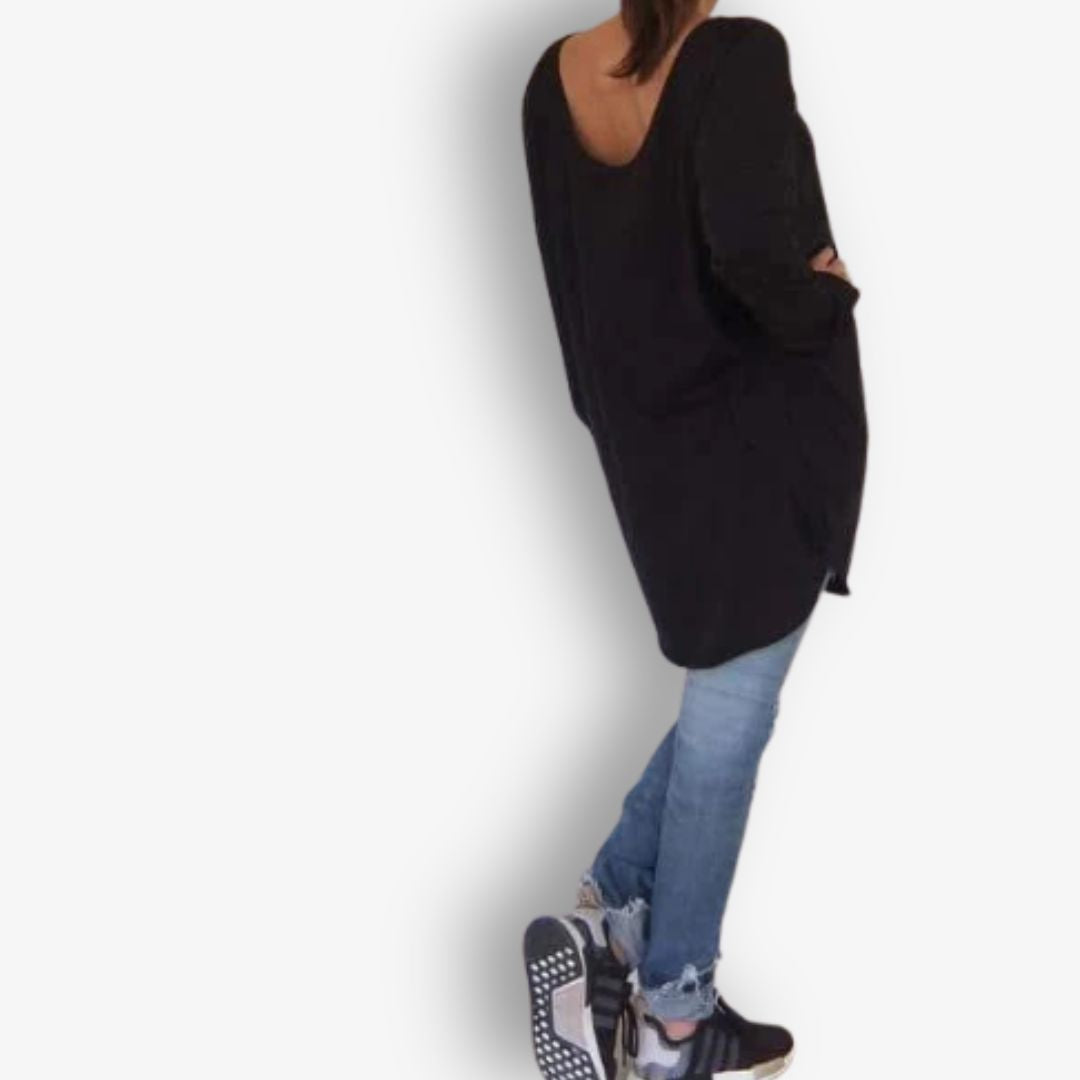 TWO DAUGHTERS REVERSIBLE LS CIRCULAR TSHIRT BLACK (IMPERFECT)