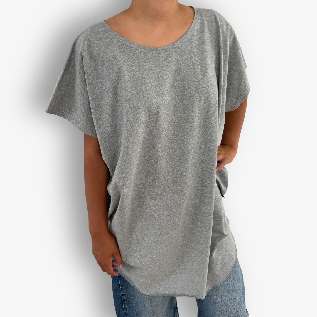 TWO DAUGHTERS ROUND NECK SS CIRCULAR TSHIRT GREY MARLE