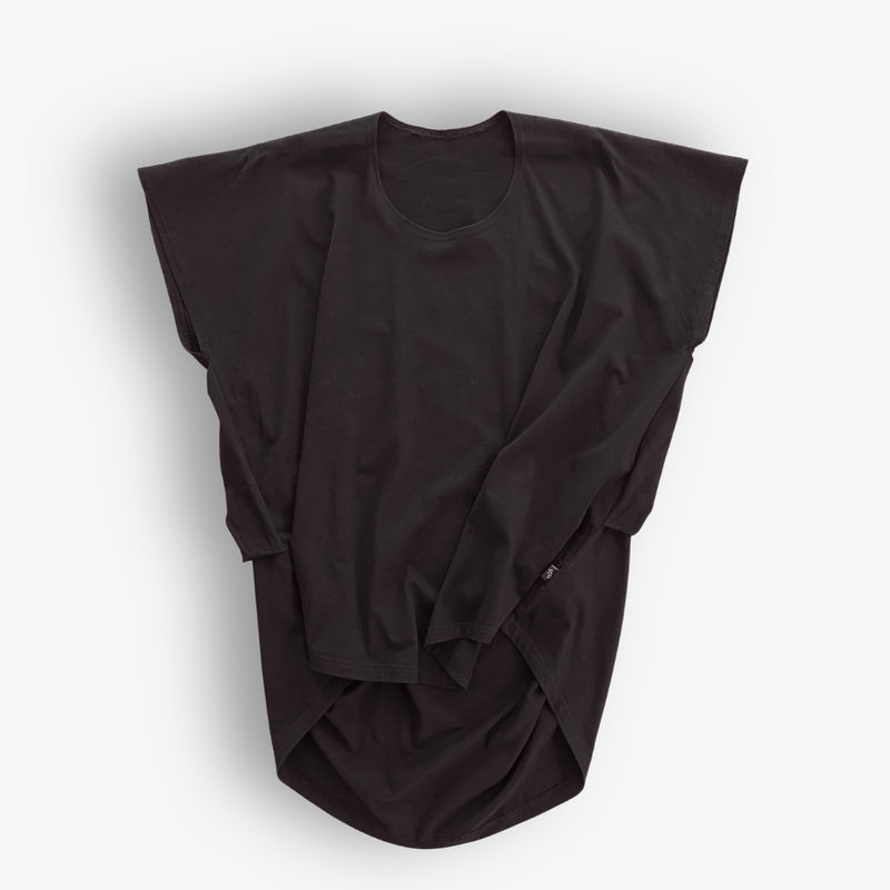 TWO DAUGHTERS HIGH LOW SS FOLDED TSHIRT BLACK