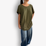 TWO DAUGHTERS ROUND NECK SS CIRCULAR TSHIRT KHAKI
