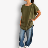 TWO DAUGHTERS ROUND NECK SS CIRCULAR TSHIRT KHAKI