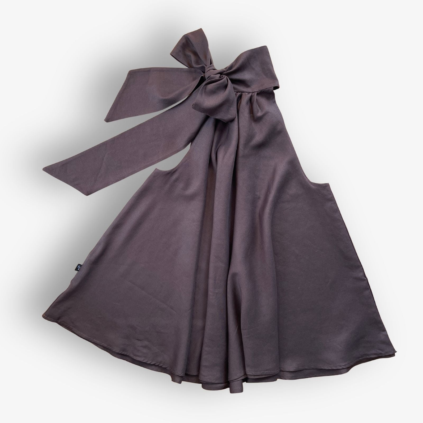 TWO DAUGHTERS HANDMADE LINEN BOW TOP – CHOCOLATE BROWN