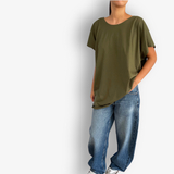 TWO DAUGHTERS ROUND NECK SS CIRCULAR TSHIRT KHAKI