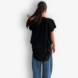 TWO DAUGHTERS HIGH LOW SS FOLDED TSHIRT BLACK