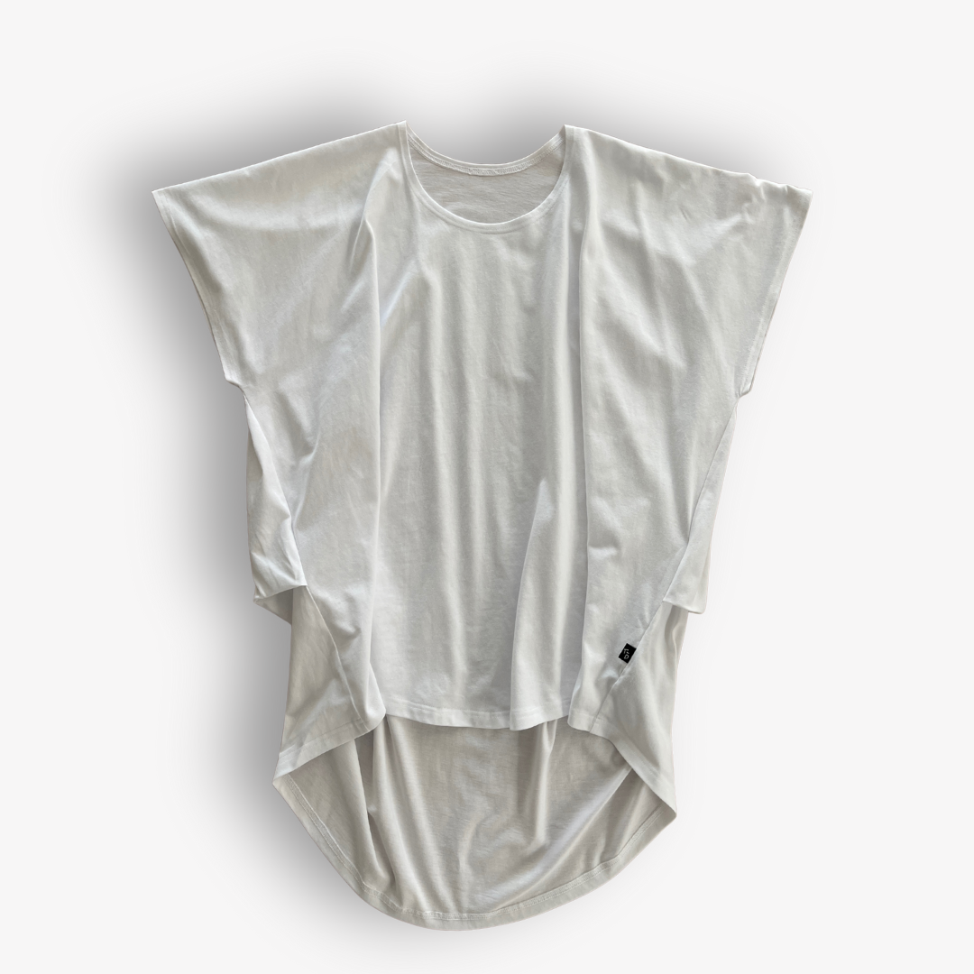 TWO DAUGHTERS HIGH LOW SS FOLDED TSHIRT WHITE1