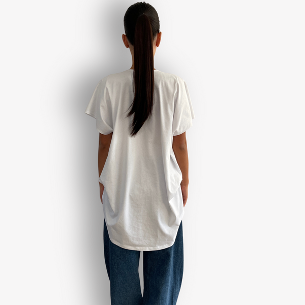 TWO DAUGHTERS HIGH LOW SS FOLDED TSHIRT WHITE2