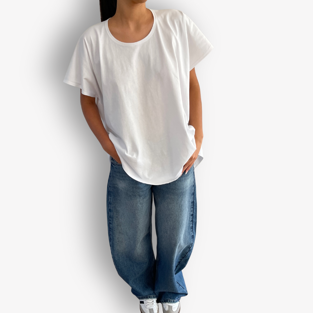 TWO DAUGHTERS HIGH LOW SS FOLDED TSHIRT WHITE9