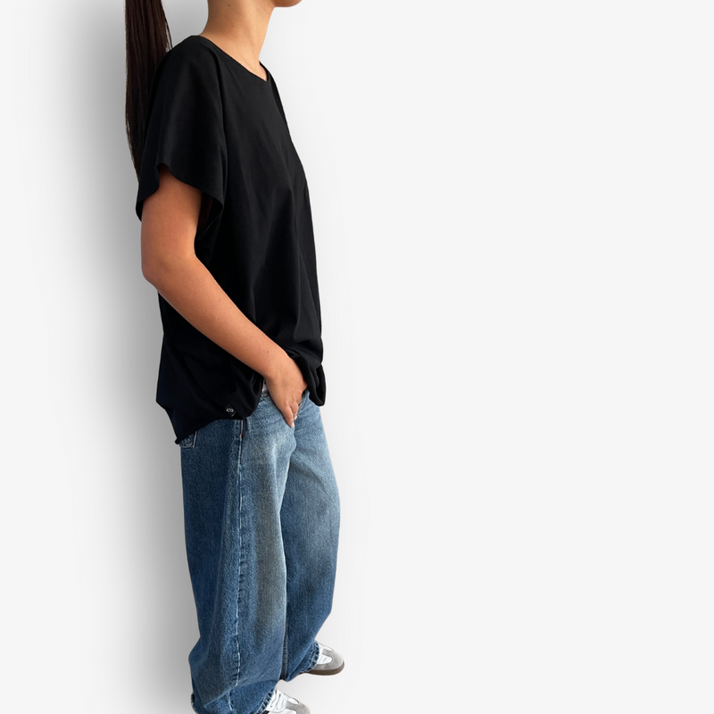 TWO DAUGHTERS ROUND NECK SS CIRCULAR TSHIRT BLACK5