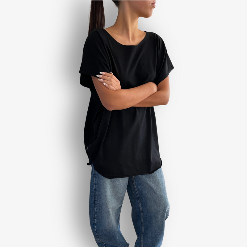 TWO DAUGHTERS ROUND NECK SS CIRCULAR TSHIRT BLACK6