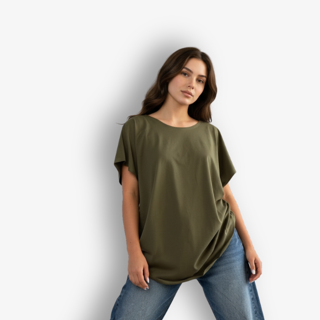 TWO DAUGHTERS ROUND NECK SS CIRCULAR TSHIRT KHAKI