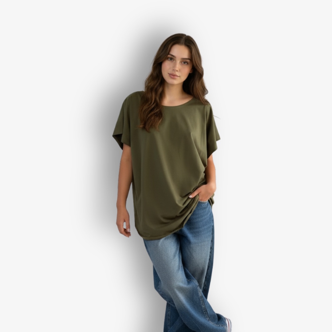 TWO DAUGHTERS ROUND NECK SS CIRCULAR TSHIRT KHAKI