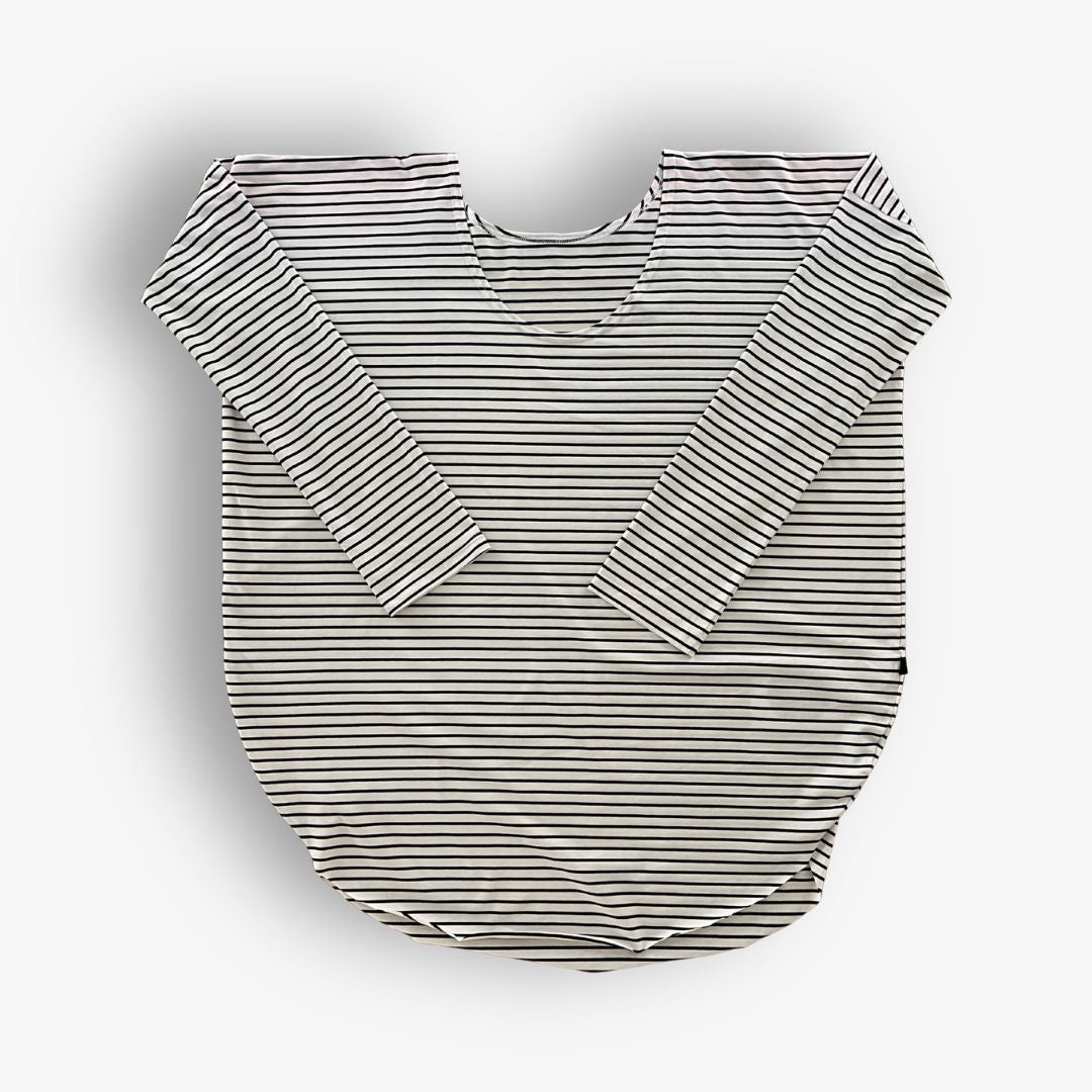 Circular hem detail striped long sleeve t-shirt by Two Daughters