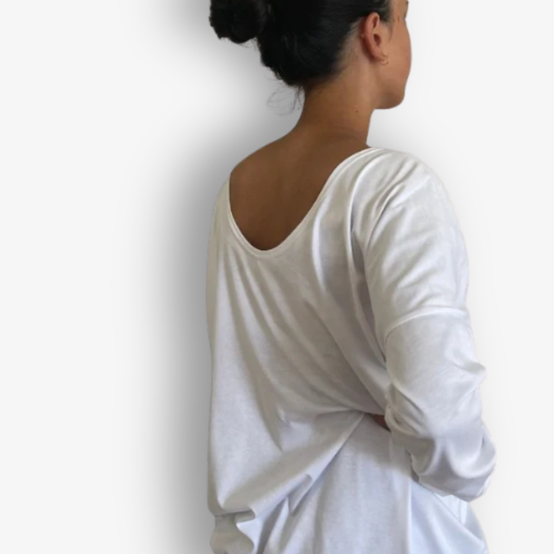 Reversible Circular Long Sleeve Tee – White *MADE TO ORDER