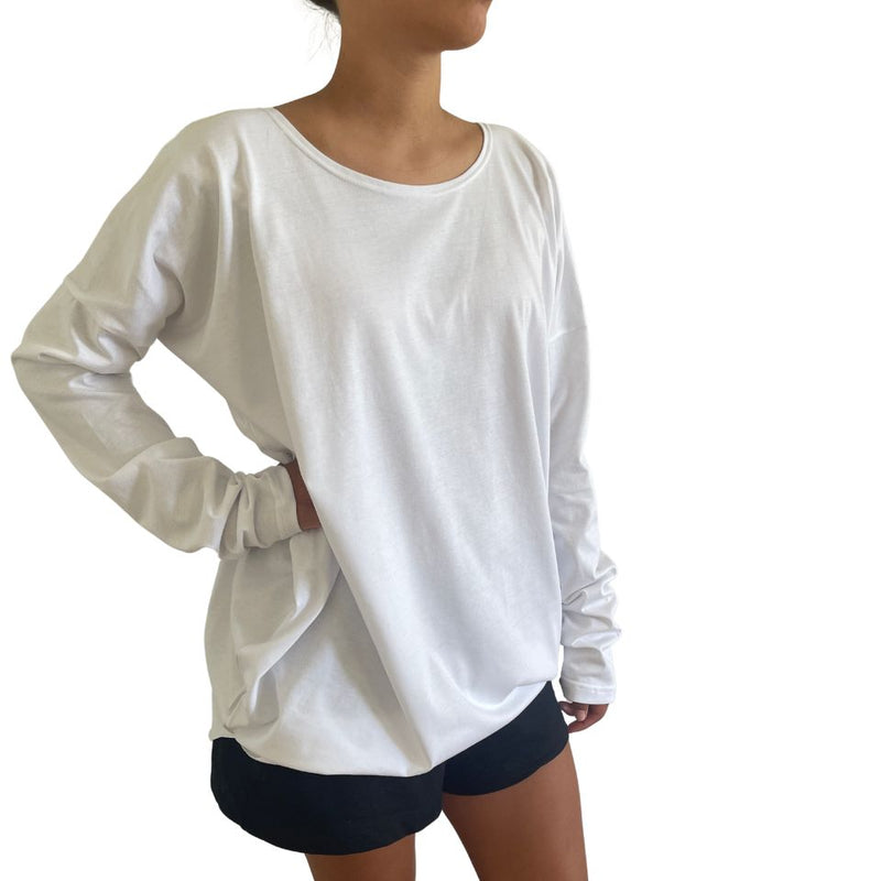 TWO-DAUGHTERS - oversized long sleeve reversible organic-cotton tshirt white 